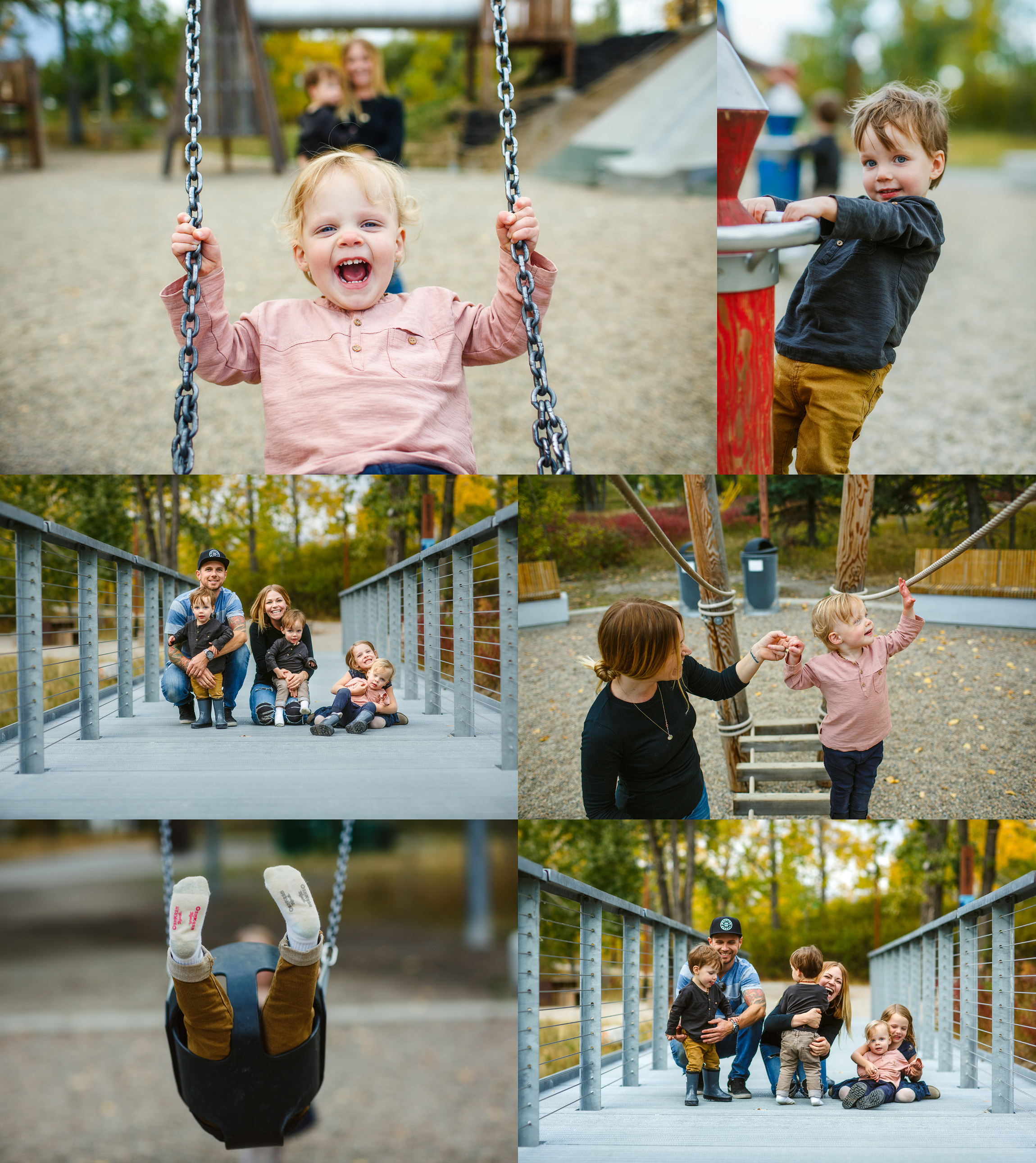 Fun multiples photo session at a playground in Calgary 